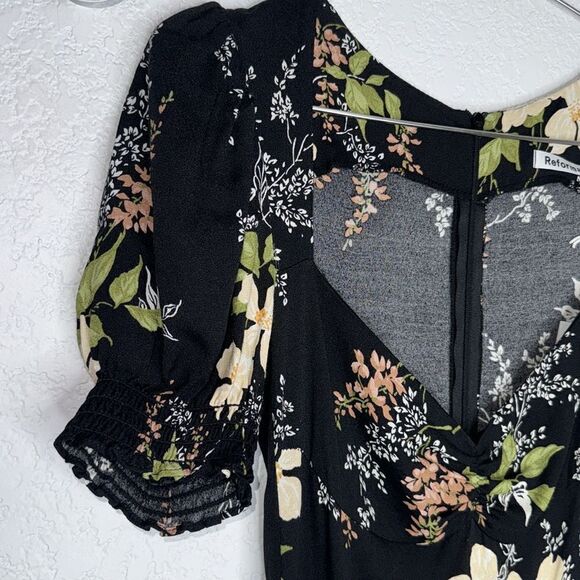 NWT Reformation Lacey Smocked Sleeve Dress Isabella Size 0 - Picture 5 of 16